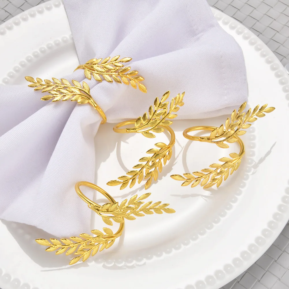 1pcs/lot Golden Wheat Napkin Ring Metal Large Wheat Napkin Ring Wedding Napkin Button