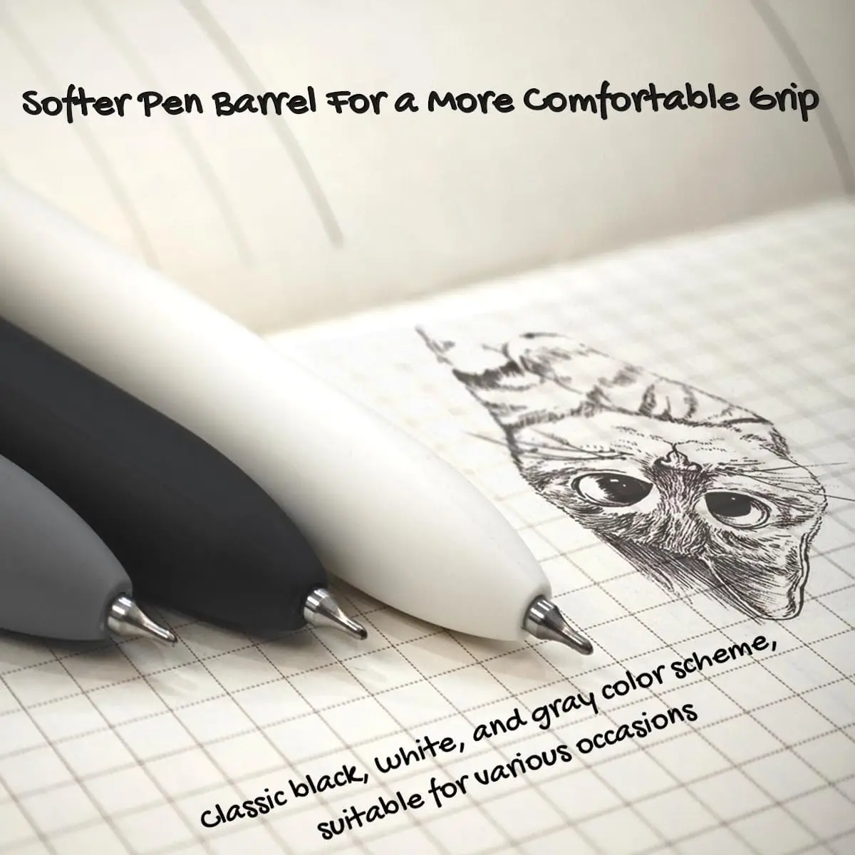 Zanshi Black and White Gray Set Gel Pen, Retractable Gel Pen, Quick Drying Ink Pen, Fine Nib, Advanced Smooth Writing Pen, Aesth 4