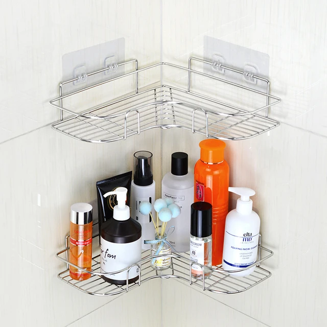 Acrylic Corner Shower Caddy Shelf,Adhesive Wall Mounted Bathroom Shower  Shelf Organizer for Inside Shower & Kitchen Storage - AliExpress