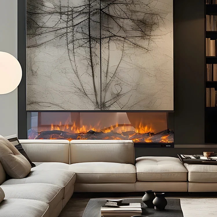 Electric Fireplace 3 Sided Glass Fire View 1800 MM/70 Inch 6 Colors Led Light Controllable 2D Fireplace