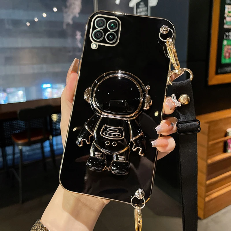 Astronaut Crossbody Lanyard Phone Holder Case with Stand and Back Cover