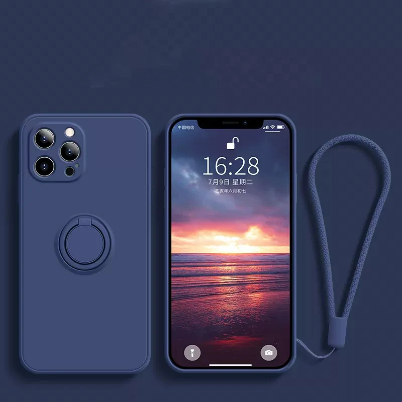 Magnetic Liquid Silicone Case with 360° Finger Ring Holder