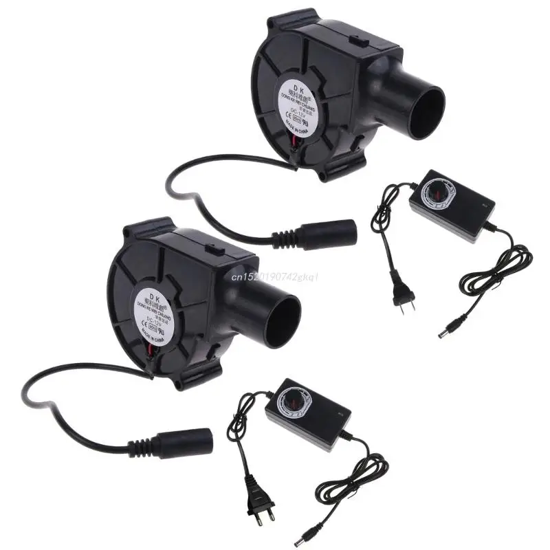 BBQ Fan US/EU Plug BBQ Fan Air Blower 12V Large Air Flow 110V 220V AC Powered Fan Variable Speed Controller Picnic Barbecue Tool
