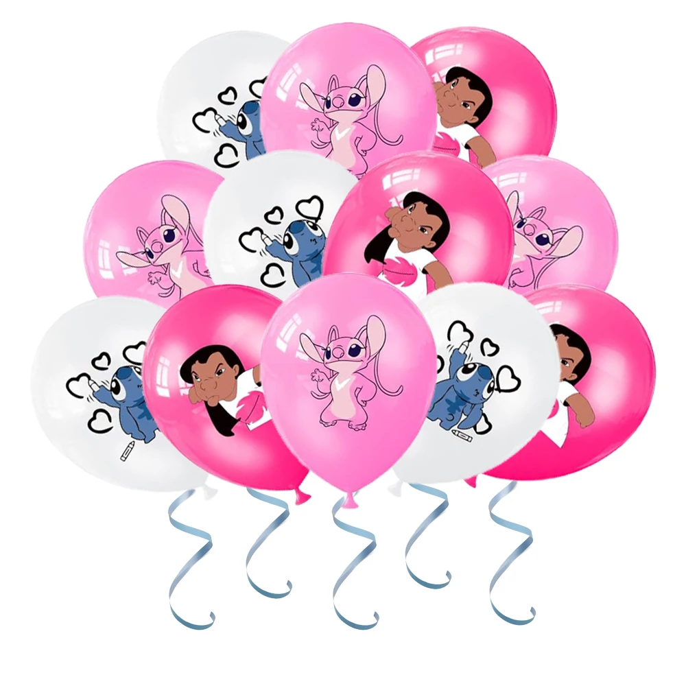 Disney-Conjunto de globos de látex de Lilo y Stitch para niño y niña, 10 piezas, 12 pulgadas, decoraciones para fiesta de cumpleaños, Baby Shower, juguetes para niños