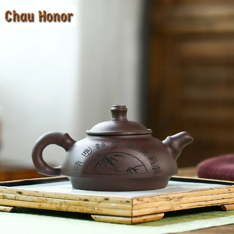 300ml Yixing Raw Ore Old Purple Clay Household Handmade Zisha Teapot Chinese Kung Fu Tea Set Tea Ceremony Accessories Customized