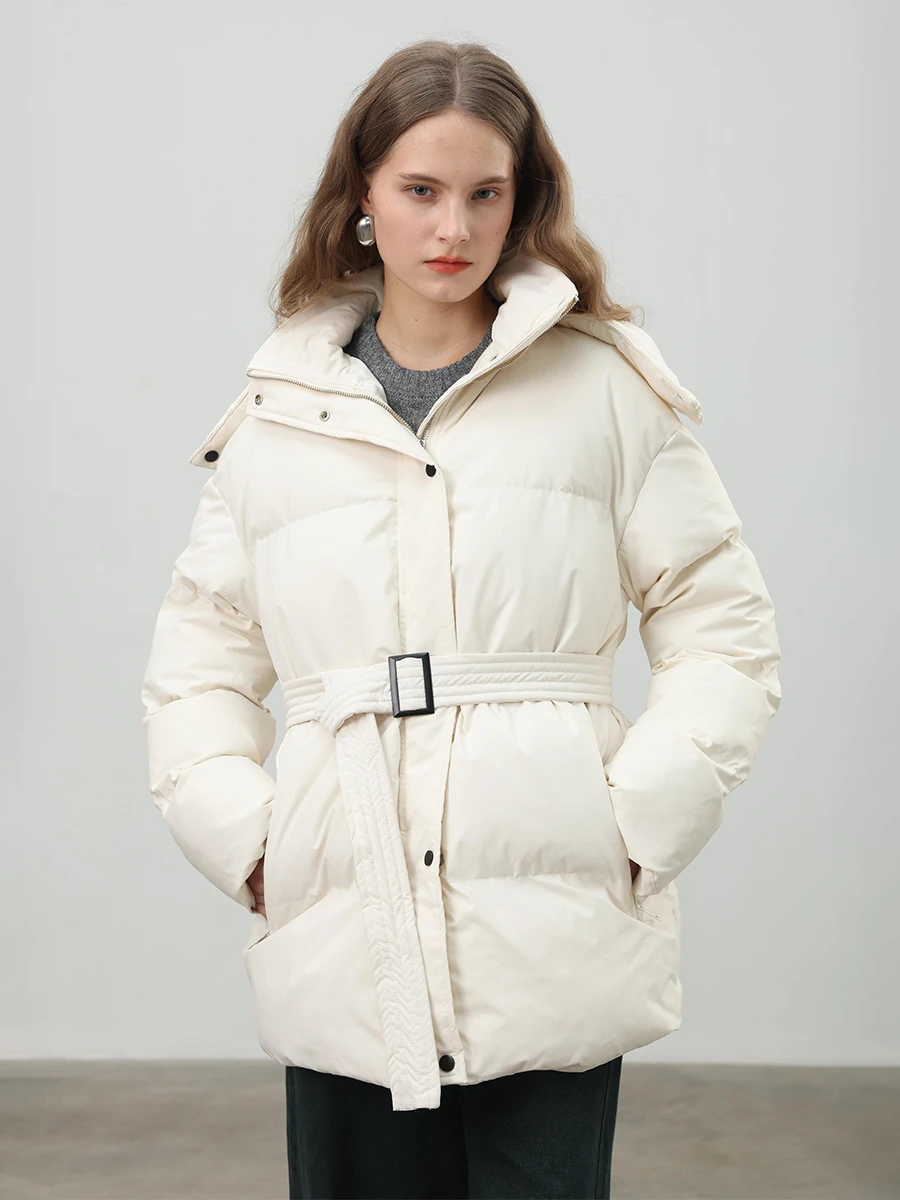 Bornladies Women's Winter New Drawstring Slim Fit Cotton Jacket  Hooded Zipper Cotton Robe Comfortable Warm Bread Jacket