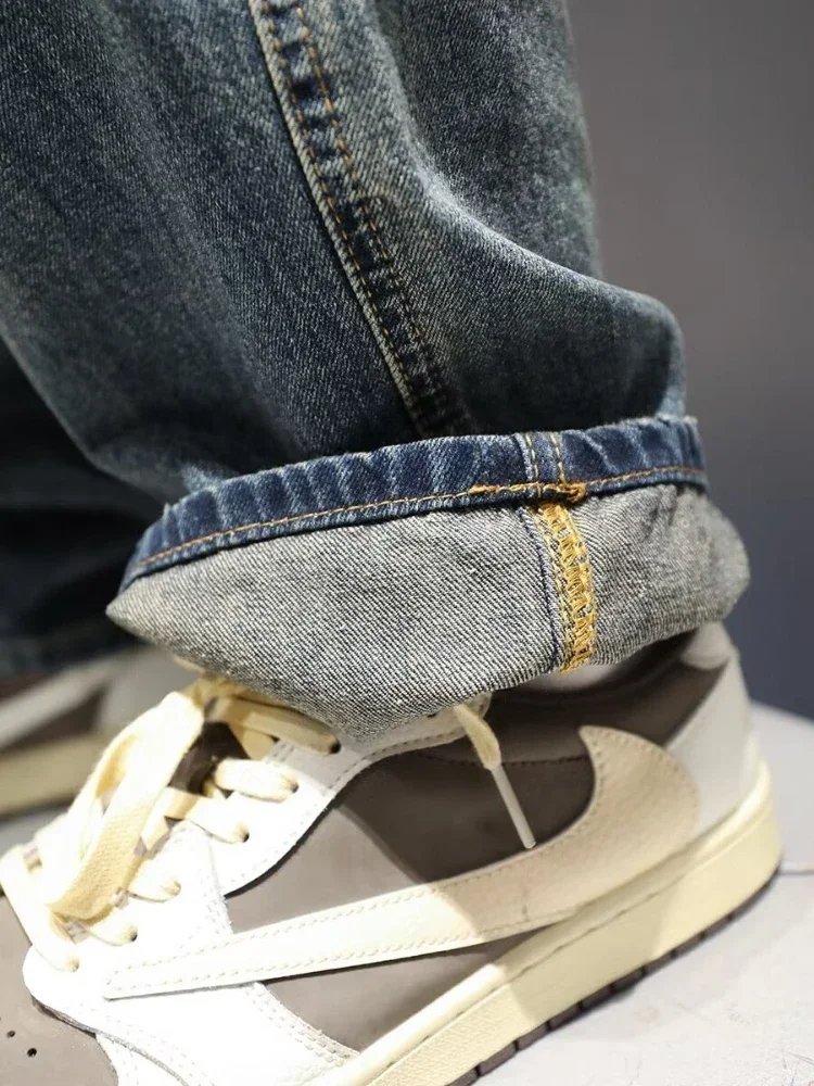 Men's Baggy Ripped Jeans Fashion Hip Hop Hole Streetwear Distressed Washed Trousers Straight Loose American Denim Pants For ripped jeans ripped patchwork jeans
