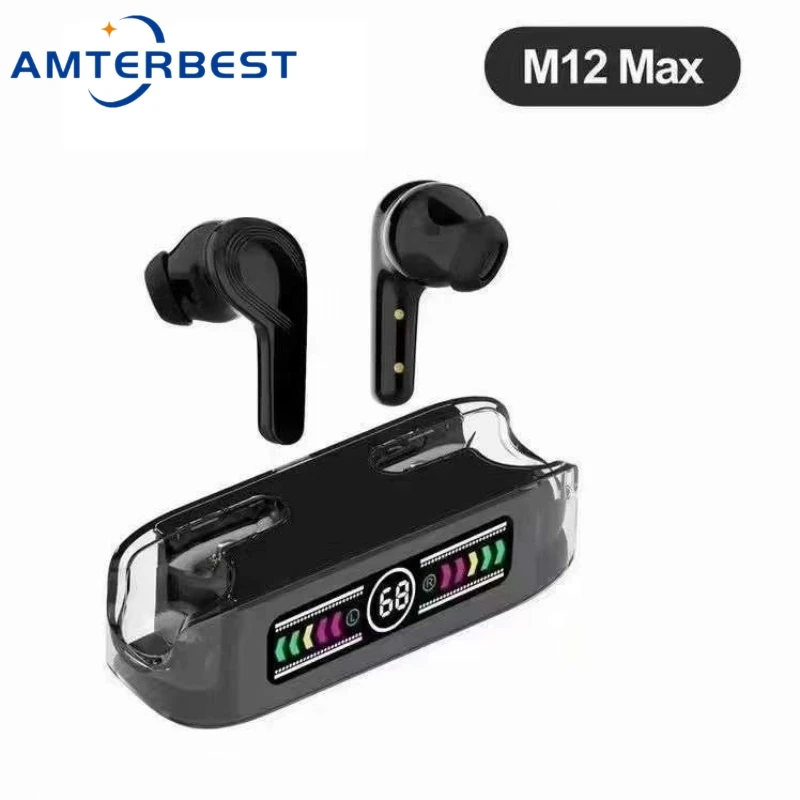 

AMTERBEST Wireless Bluetooth Headphones Tws Earphones Digital Display Heaset Large Capacity Charging Case Waterproof Earbuds