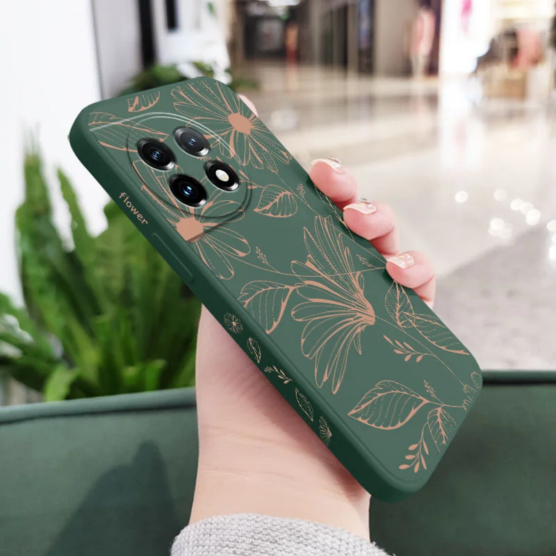Line Pink Flower Liquid Silicone Phone Case