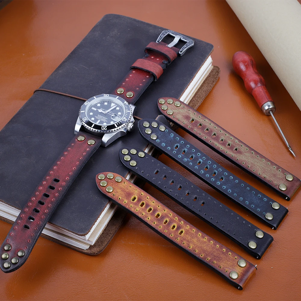 NEUF! Bracelet Montre Style Vintage Rallye 18, 19, 20Mm Brun Noir / 36