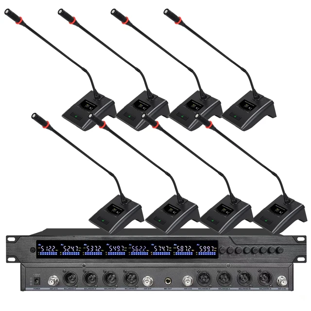 MiCWL – système de Microphone numérique sans fil UHF, 8 canaux, 8 tables de conférence, casque portatif, micros Lavalier, fréquence 500MHz-590MHz 1