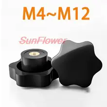 

15/10/5pcs M4 M5 M6 M8 M10 M12 Plum Hand Tighten Nuts Handle Thread Star Mechanical Black Thumb Nuts Clamping Knob Manual Nuts