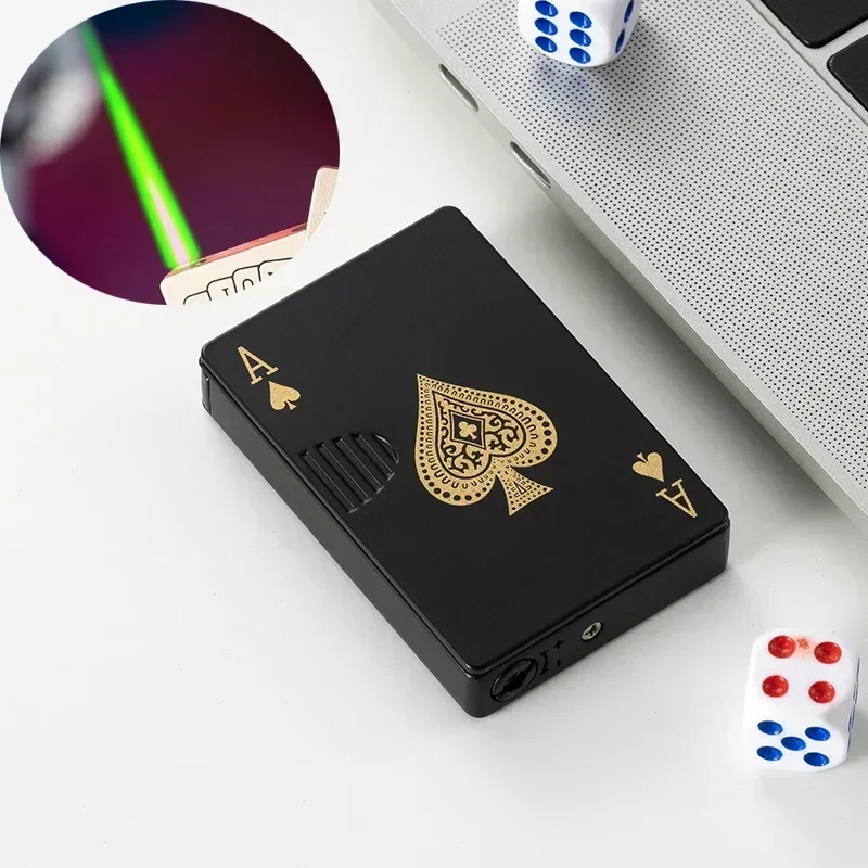 Windproof Butane Lighter Creative Playing Cards Design Ace of Spades Straight Metal Fun Gift for Men Smoking Accessories