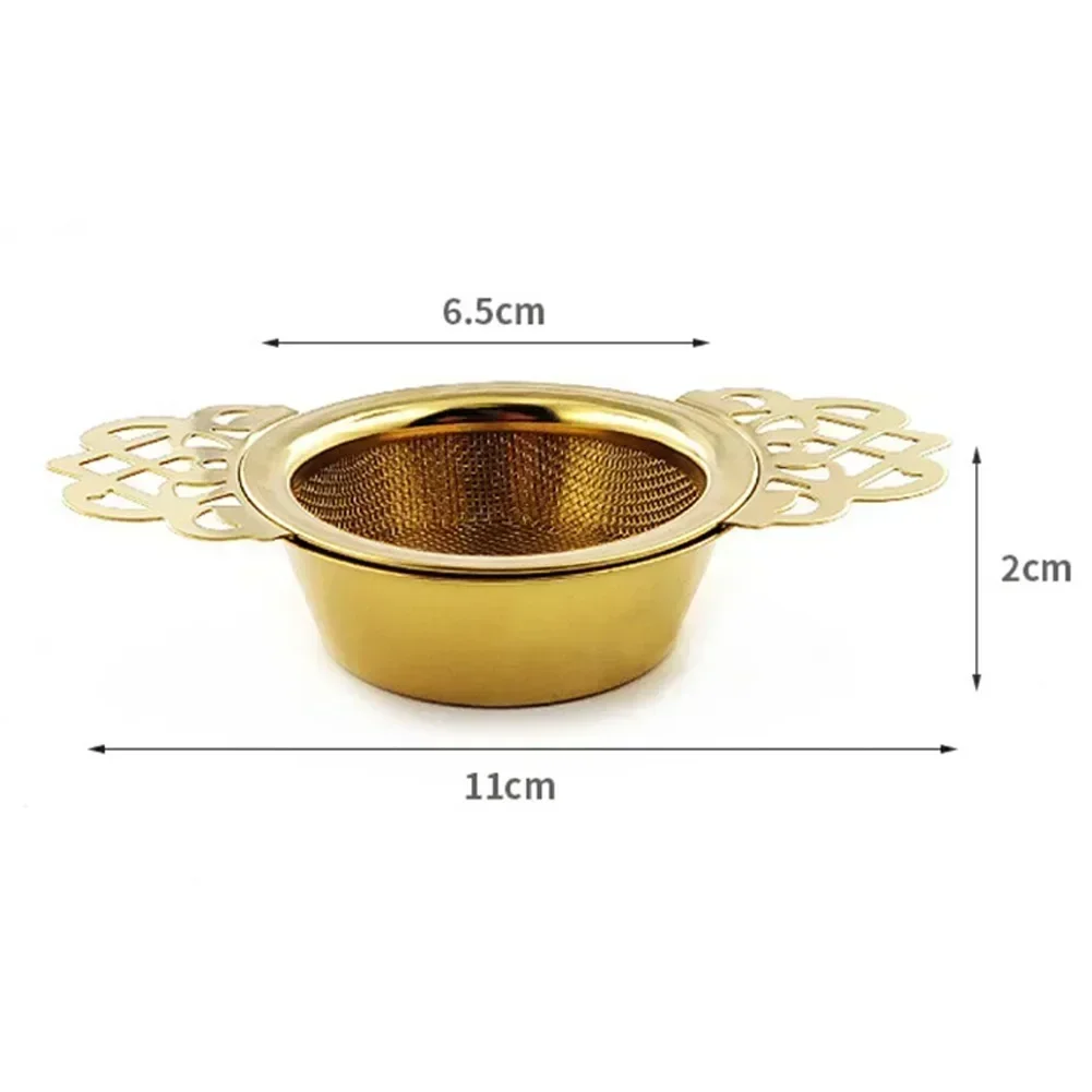 Double Ear Spice Infuser Filter Loose Leaf With Drip Bowl Tea Strainer Tea With Double Wing Handles Stainless Steel Kitchen Tool tea infuser