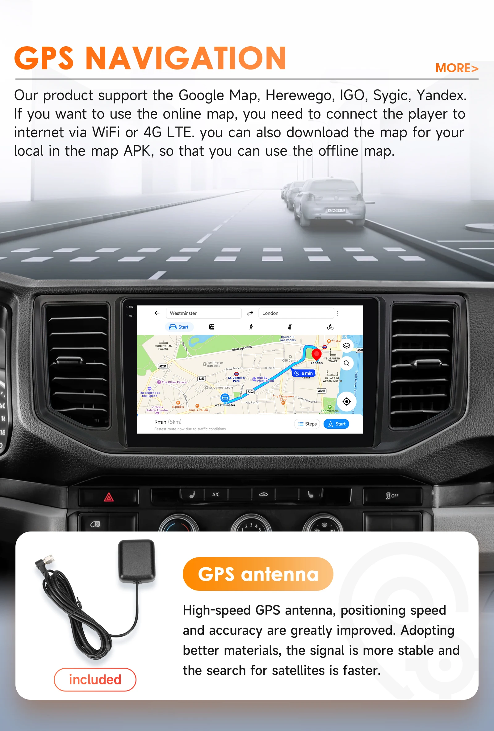 Hizpo 8 Core 2Din Android 14 Autoradio für Volkswagen Crafter 2017-2021 Auto Multimedia GPS 4G Carplay von Qualcomm Snapdragon 6115 – Detail 31