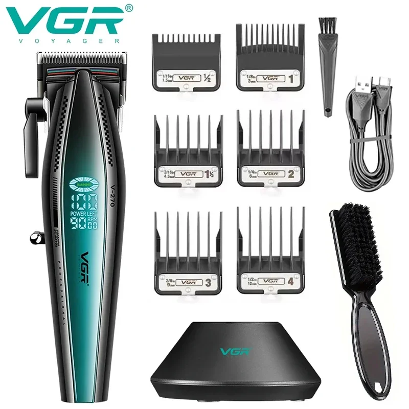 VGR Hair Trimmer Professional Hair Cutting Machine Cordless Clipper Rechargeable Barber 9000 RPM LED Beard Trimer for Men