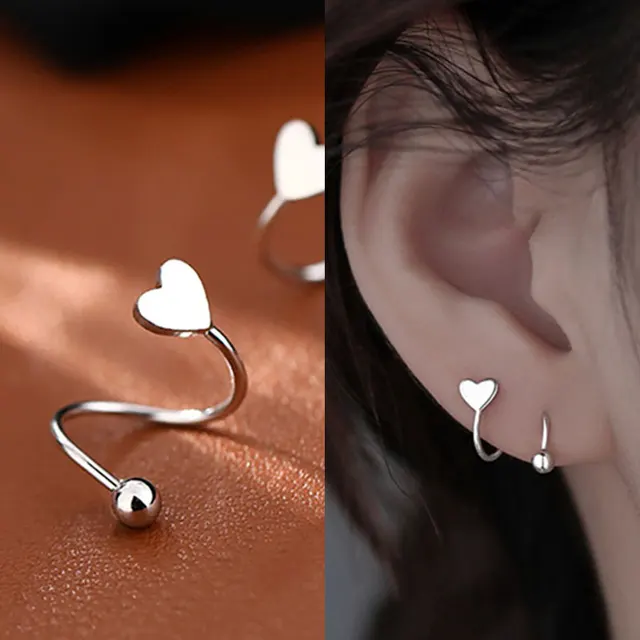 2 Pieces Stainless Steel Piercing Screw Ball Star Ear Bone Rotating Line Wave Mini Studs Women Unusual Earrings Adjustable 1