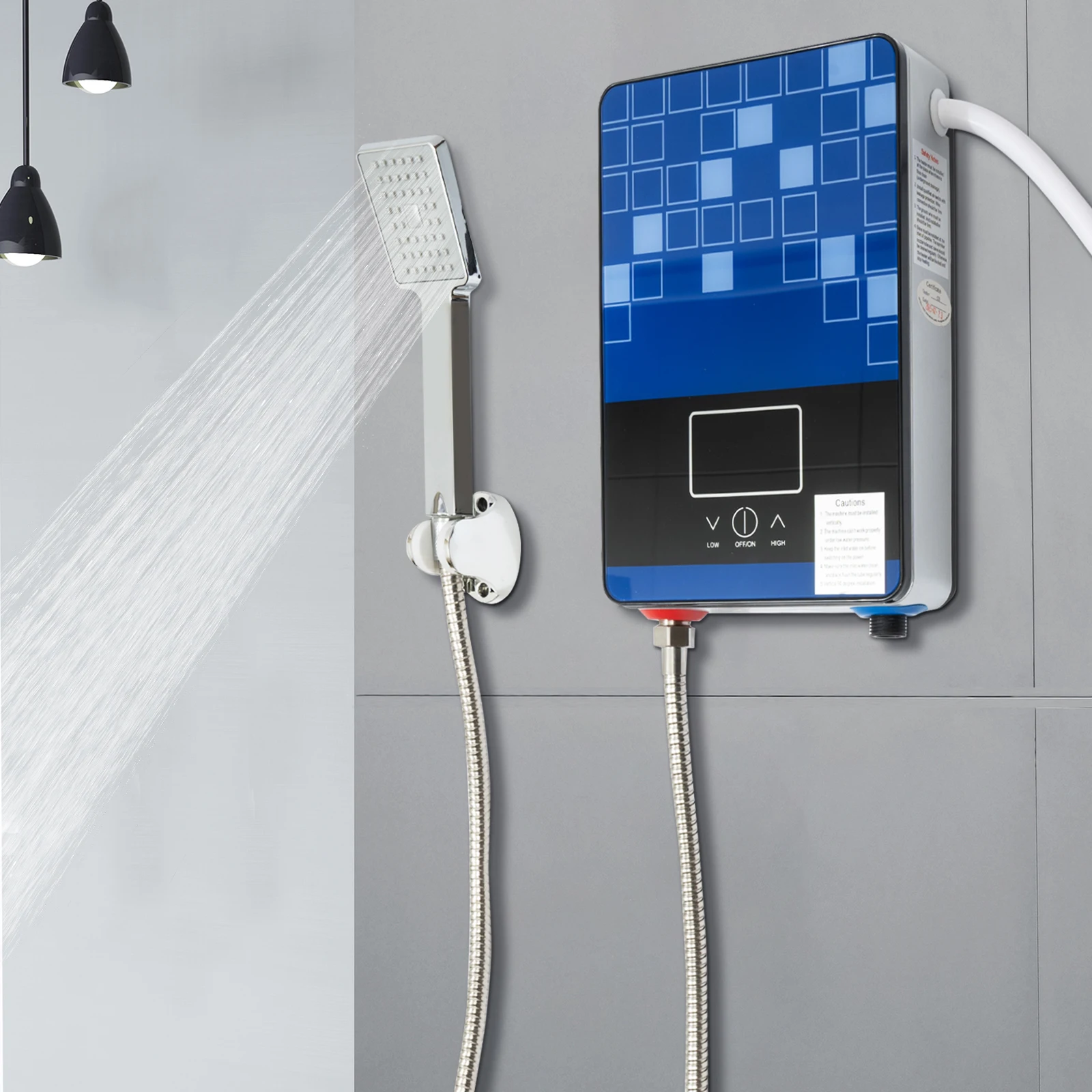 Tankless Electric Hot Water Heater Set 4500W 110V Instant Water Heater On Demand Bath Shower with LED Screen Display f/ Bathroom