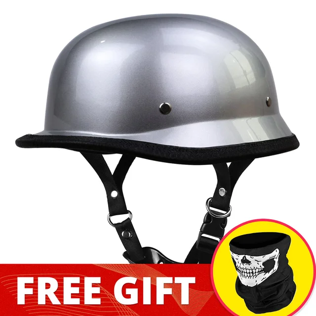 Motorcycle Helmet German Leather Vintage Casco Moto Motorcycle Open Face Retro Half Helmet Chopper Biker Pilot DOT Size S-XXL 307Dumb SR-No Glass