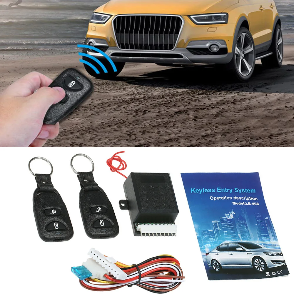 12V Universal Car Auto Remote Central Kit Door Lock Locking Vehicle Keyless Entry System with 2 Remote Control Car Central Lock Car Remote Central Kit