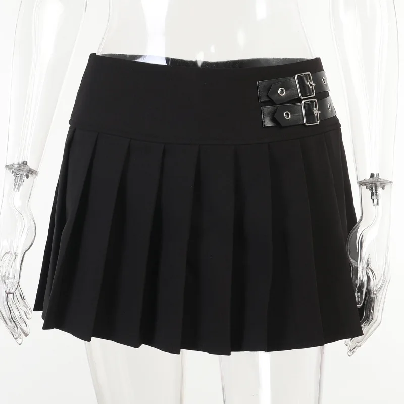 mini skirts for women Gothic Plaid Skirt e-girl Women High Waist Pleated Skirt With Buckle Y2K Dark Academia Aesthetic Outfit leather skirt