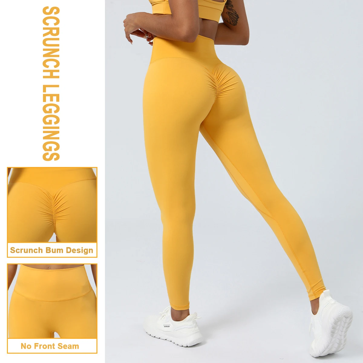 Women's High Waist Leggings Ruched Butt Shapewear Tights（L) 