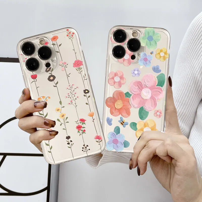 Clear Floral TPU Phone Case Cover - Elegant Flower Design