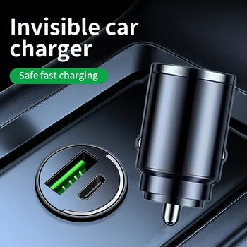 Mini caricabatterie per auto 12-24V con ricarica rapida USB Type-C per cellulare, universale, accessori interni auto