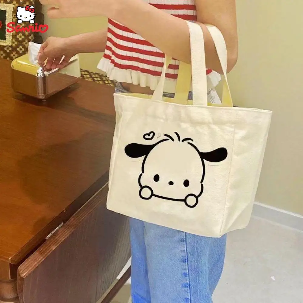 

New Kawaii Sanrios Accessories Pochacco Kuromi Cartoon Anime Storage Bag Cute Girls Handbag Student Lunch Bag Kids Gift