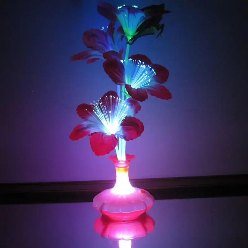 새로운 인공 꽃꽂이 LED 색상 변경 광섬유 램프 파티 장 야간 조명 광섬유 조명