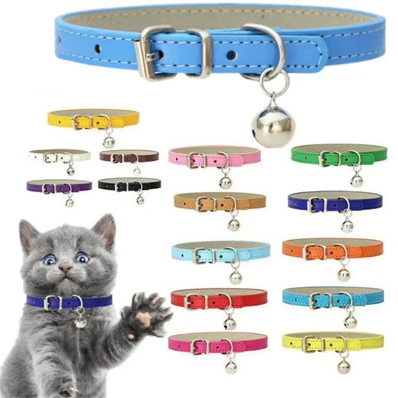 

Cat Dog Collar for Puppy Kitten Animal Adjustable Collars Cute Bell Necklace Metal Buckle Pet Accessories