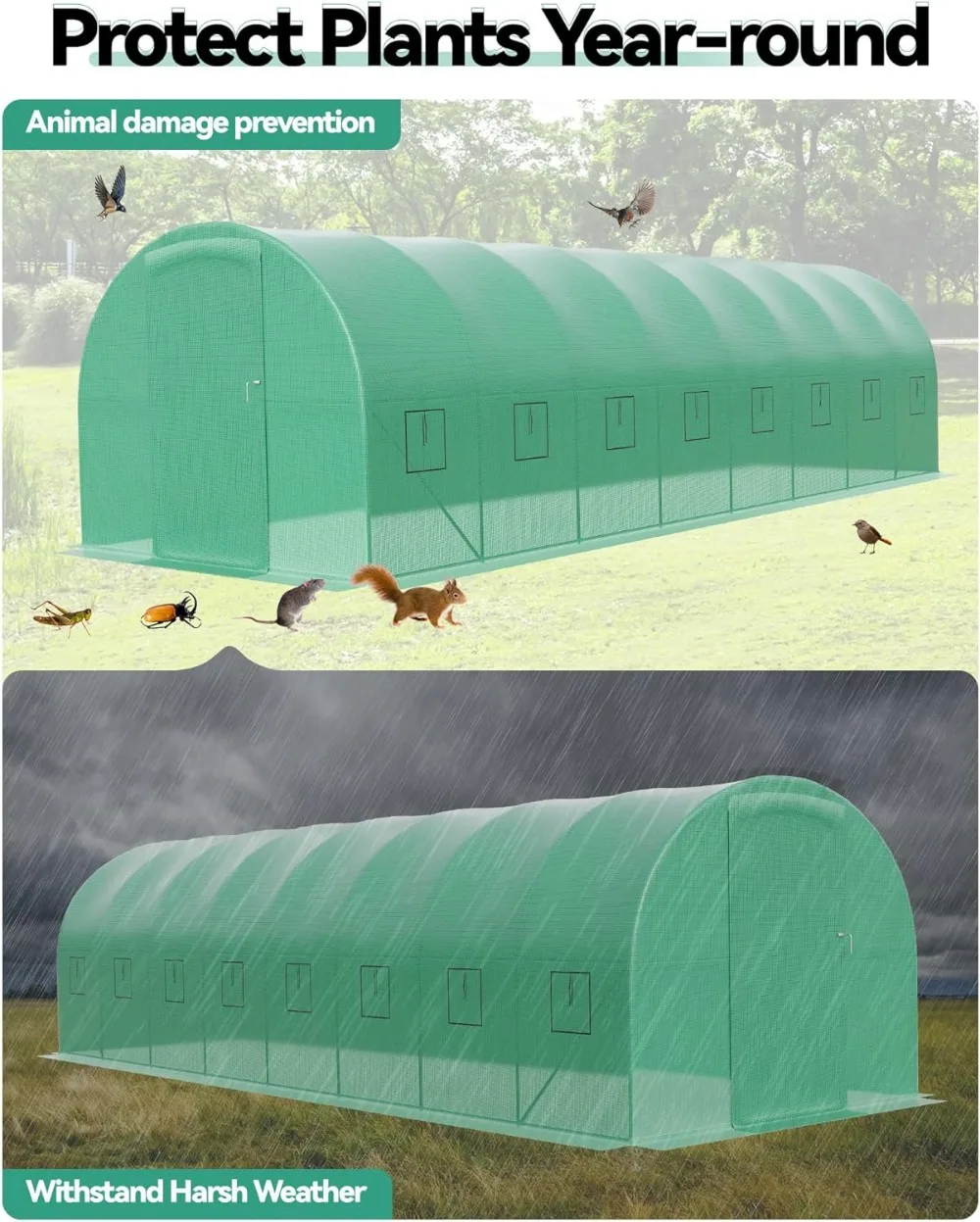 27x10x7 ft Greenhouse with Reinforced Steel Frame 3