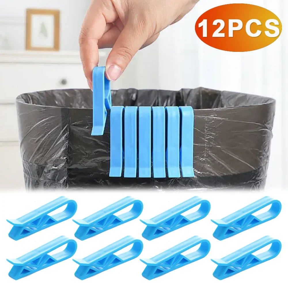 12/2Pcs Garbage Bin Clip Sturdy Plastic Trash Bag Fixed Clip Holder For Kitchen Bathroom Organizer Household Storage Clamp Clip