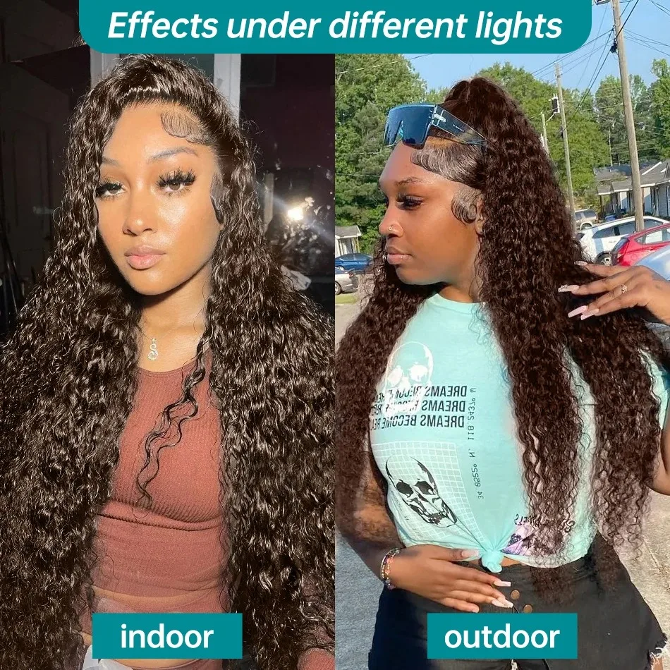 Melodie Curly 220% HD 13x6 40 Inch Frontal Wig Chocolate Brown Deep Wave 13x4 Lace Front Human Hair Wigs Brazilian Remy Hair Wig