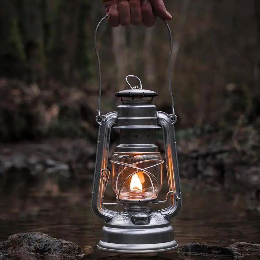 Camping Kerosene Lamp Portable Outdoor Atmosphere Lighting Tent Lanterns  with Handle Vintage Oil Burning Table Hurricane Lamps