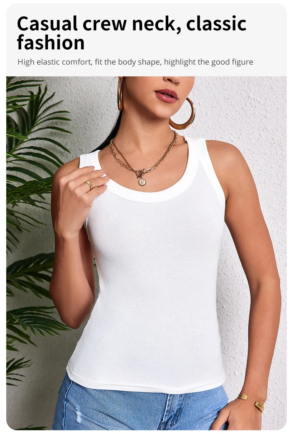 Description Picture 6 of itemEurope and the United States Size Ladies Suspender Vest Casual Joker Sleeveless plus Size Ladies Comfortable Bottoming Vest.