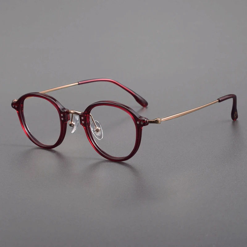 Titanium Acetate Round Glasses Frame Women Fashion Vintage Ultralight Eyeglasses Men Brand Design Handmade Eyewear