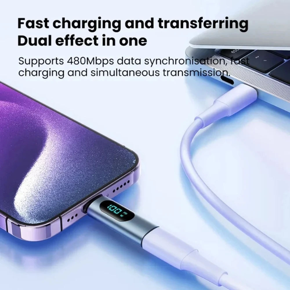 NNBILI 100W USB 타입 C-USB C 어댑터 LED 5A 고속 충전 OTG 컨버터 (맥북, 아이패드 프로, 아이폰17, 노트북용)