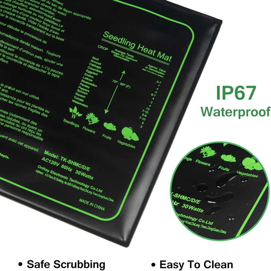 Seedling Heat Mat 3 Sizes Upgrade Seedling Heat Mat Waterproof Heat Pad with 20℃-45℃ Digital Thermostat Controller Hydroponic Seedling Germination