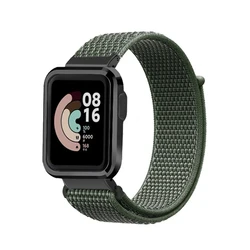 Enhanced Nylon Strap and Metal Protector Case for Redmi watch 3Lite (Army Green)