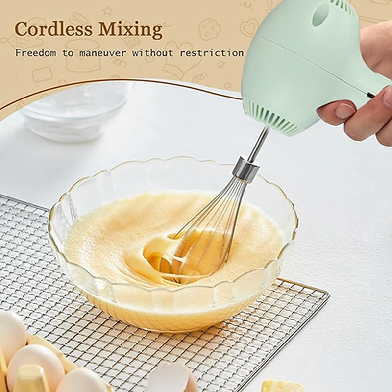 Wireless Portable Electric Food Mixer Automatic Whisk Dough Egg Beater Baking Cake Cream Whipper Kitchen Tool 2