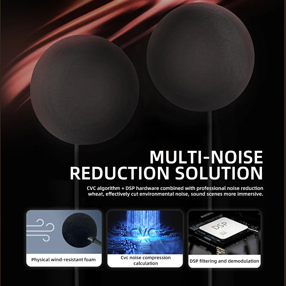 Motorcycle Helmet Intercom Bluetooth Headset for 2 Riders 1000m Intercom Waterproof Noise Reduction Wireless Bluetooth Intercom