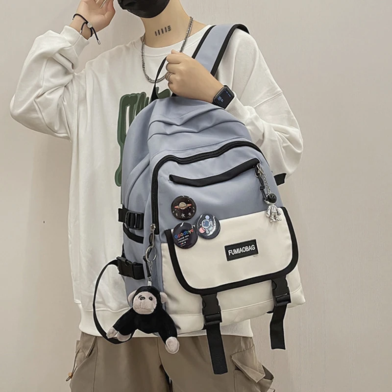 

Модный мужской рюкзак для ноутбука, черный холщовый рюкзак для девочек, вместительный школьный ранец для подростков, Женская дорожная сумка