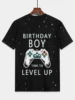 Children Top Shirts Children's Clothing Boys Short Birthday Boy Time To Level Up Sleeve Tops 2024 Kids Clothes Child T-shirt 3
