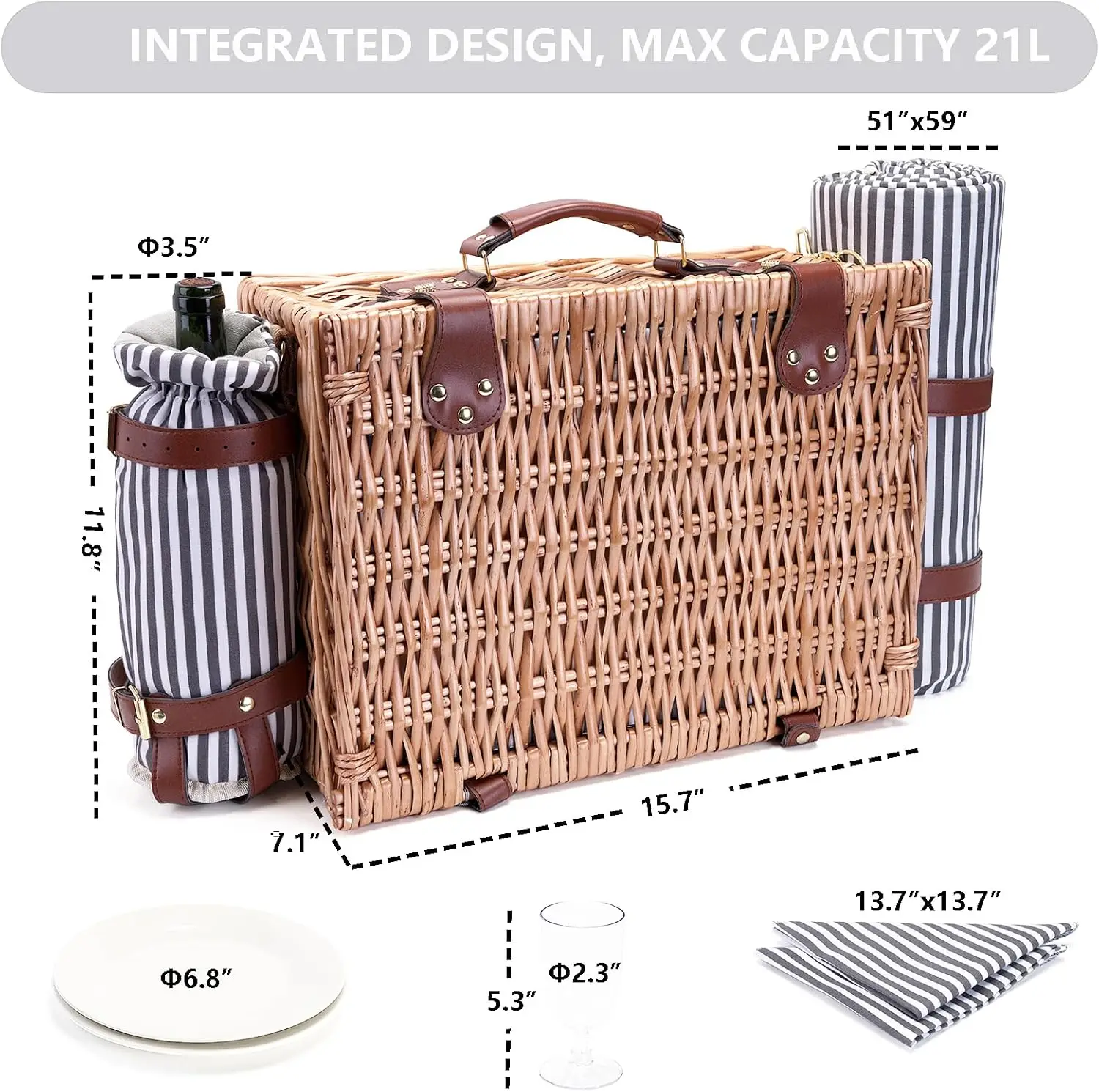 Wicker Picnic Basket Set 2