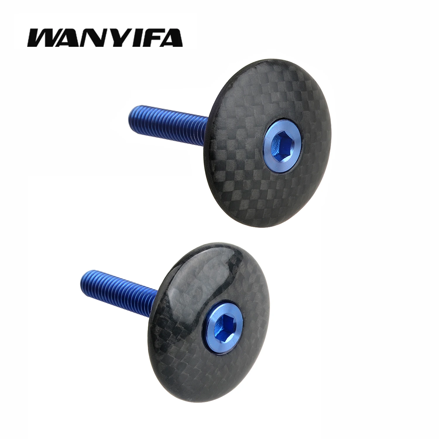 Titanium Bolt M6x35mm + 1 1/8" 3K Carbon Fiber Bike Stem Cap for Road Mountain Bike