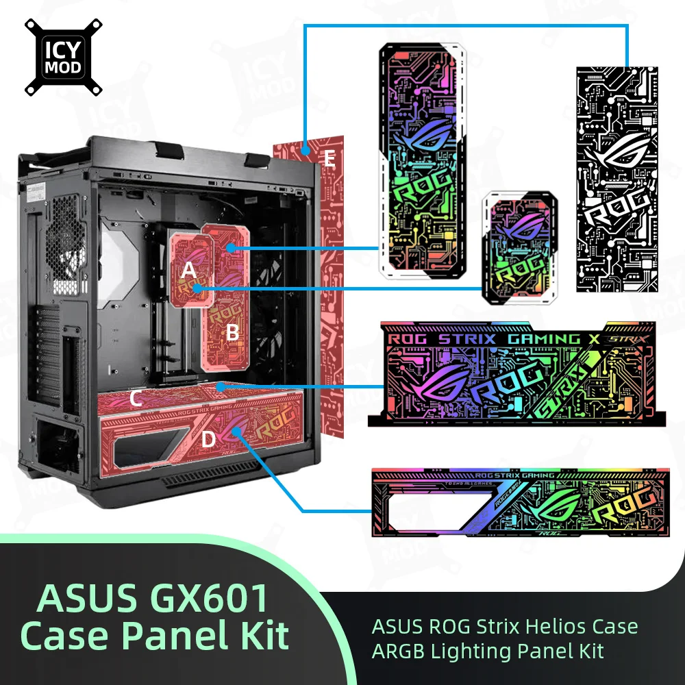 Kit Painel de Iluminação Placa de Iluminação Gravada a Laser Argb Rog Strix Helios Refit Custom pc Mod Gabinete Sudário Asus-gx601 Case