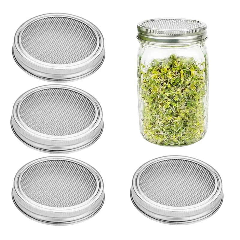 70/86mm Seed Sprouter Germination Cover Sprouting Mason Jars Strainer Screen Lids Stainless Steel Germinator Stand