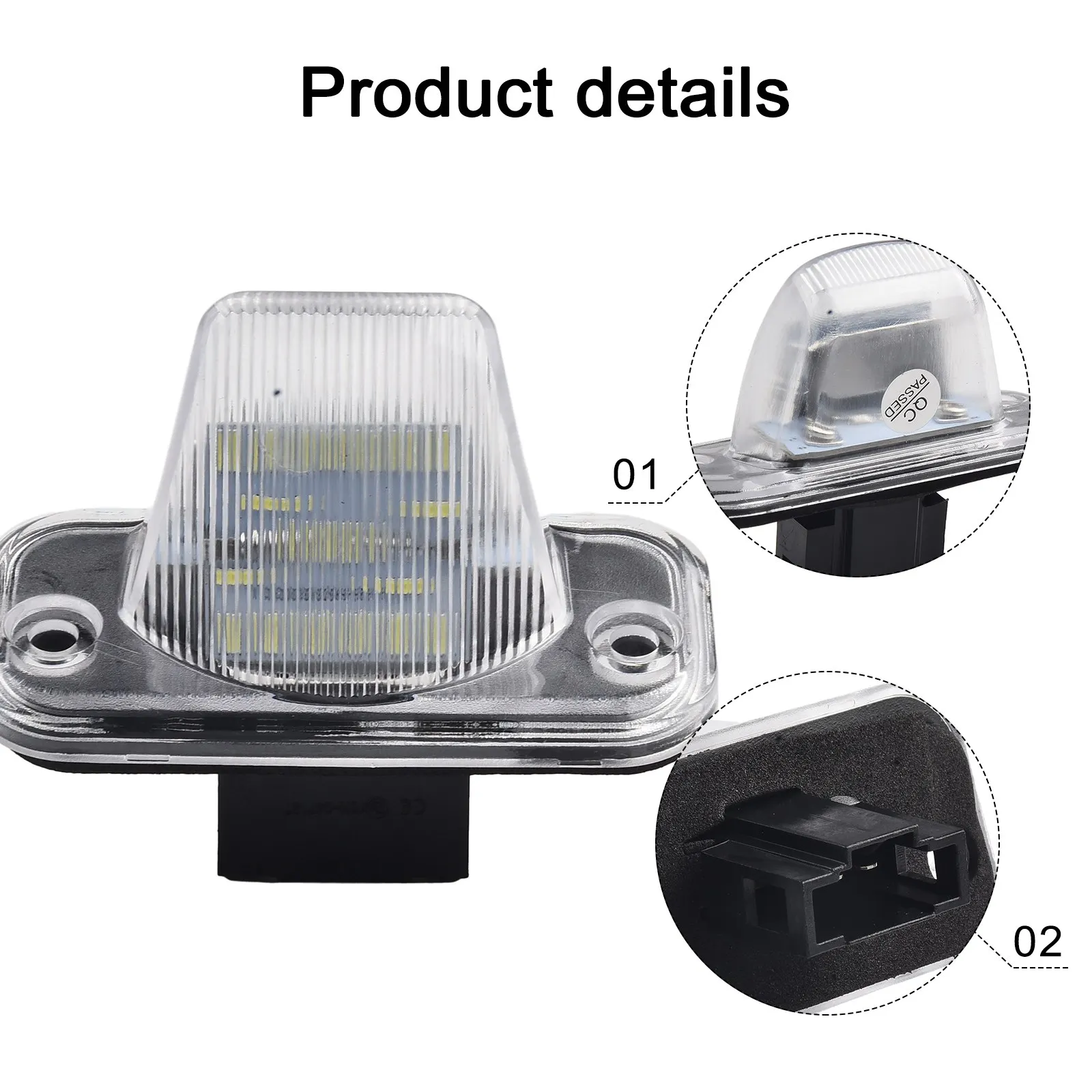

High-Intensity Plug And Play 50000Hours Plate Light For T4 License Lamp Plate Lamp 2x License Lights 1990-2003 3000K ABS+LED
