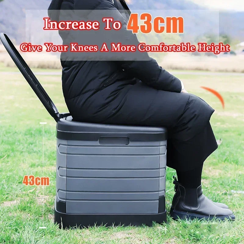 Outdoor Toilet Portable Folding Toilet Car Collapsible Big Toilet Self-driving Emergency Mobile Camping Toilets Adults Elderly 3